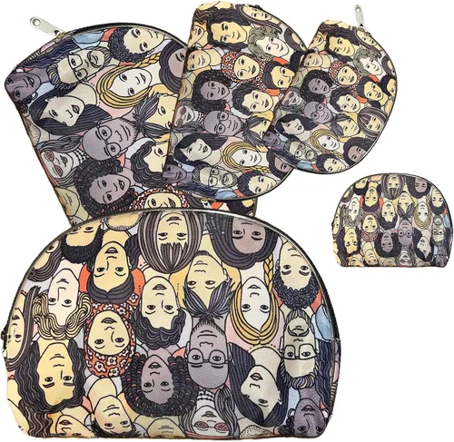 Miniatura 14 de HESSION Juego de 5 bolsas de cosméticos para mujer, bolsa de maquillaje, bolsa con cremallera, accesorios organizador para viajes, Color 1