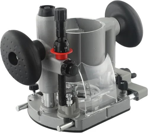 2.559 in Plunge Router Base Carpintería Recorte Fresado con cerradura de leva de acero ajustable y bujes de aluminio, plata+negro