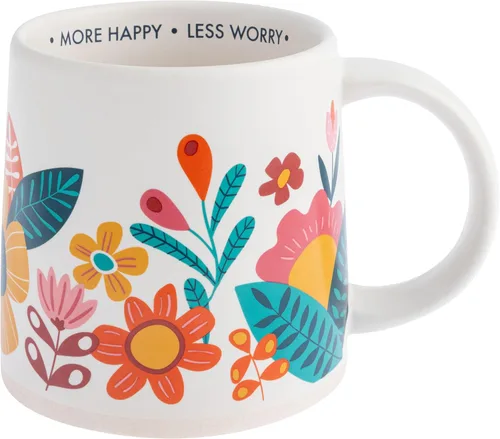 Miniatura 14 de Karma, Taza Shelly de 14 onzas, bonita taza de café y té, tazas de café de cerámica para mujeres y hombres, elige alegría