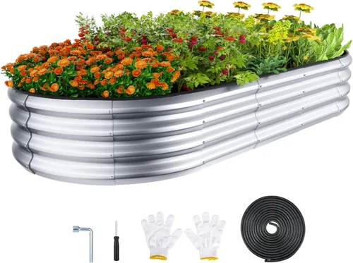Miniatura 9 de Winpull Kit de Cama de Jardín Elevada, Caja de Plantación Galvanizada de 6 x 3 x 1 pies para Exteriores con Bordes de Seguridad, Camas Elevadas