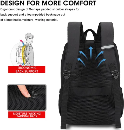 Miniatura 7 de MAXTOP Mochila para computadora portátil de viaje, mochilas de negocios con puerto de carga USB, resistente al agua, mochila para escuela y Negro