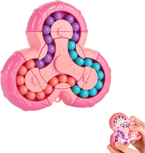 Miniatura 11 de YUDANSI Juguete de rompecabezas de frijol mágico, cubo giratorio 2 en 1, cubo mágico giratorio, regalo para niños y niñas de 3 años, 5-7, 8-12