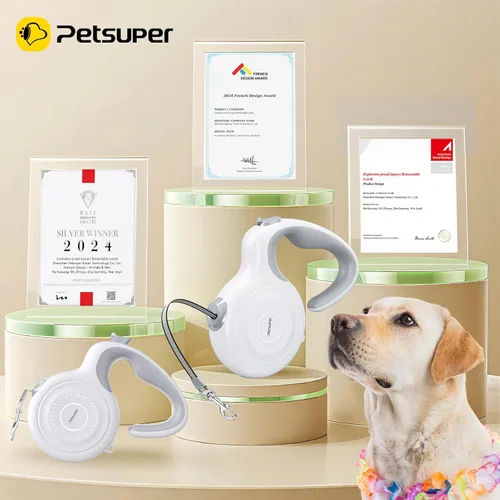 Miniatura 2 de Correa retráctil de 10 pies para perros pequeños y medianos, peso ligero, 360°, sin enredos, cinta de nailon fuerte y mango ergonómico