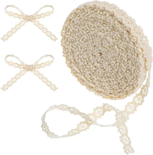 20 yardas de encaje para coser, encaje de algodón beige, adornos de cordones para coser, adornos de cinta de algodón para manualidades, envoltura de