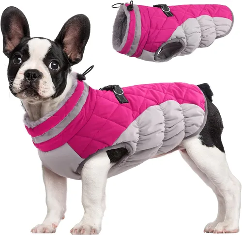 Miniatura 52 de FUAMEY - Chaqueta de invierno para perro, chaleco acolchado con arnés, ropa cálida para mascotas, abrigo con cremallera, impermeable, para perros