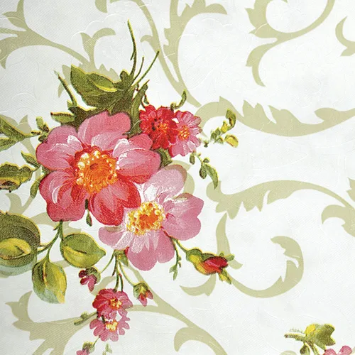 Miniatura 5 de Mantel floral de manzanilla rosa resistente al agua, rectangular, con parte trasera de franela, mantel de plástico de vinilo con flores rojas