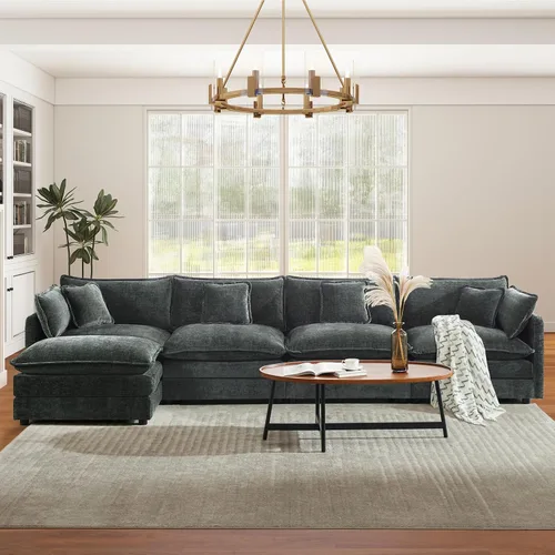 Miniatura 33 de Sofá seccional modular convertible de 76.7", sofás de dos plazas de chenilla con asiento profundo y cojines tipo loveseat para sala de estar, Beige