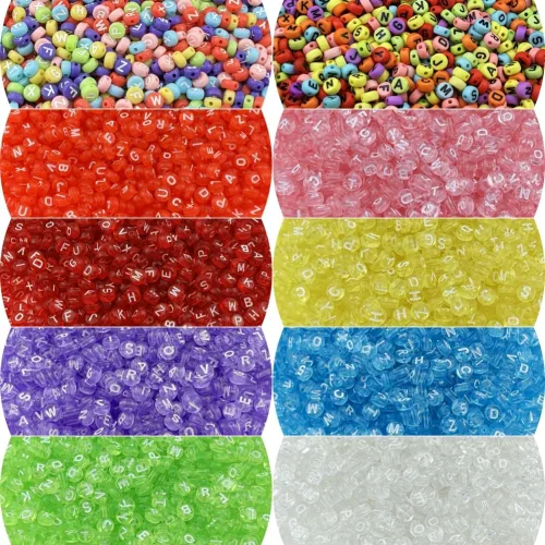 Miniatura 3 de 1000 cuentas redondas de acrílico del alfabeto para la fabricación de joyas y manualidades (cuentas blancas de letras coloridas)