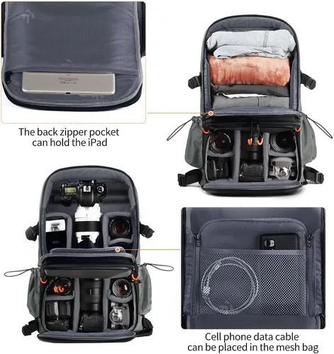 Miniatura 4 de K&F CONCEPT Bolsa de cámara EVA impermeable 2 en 1 mochila para cámara bolsa de hombro 32L gran capacidad con cubierta de lluvia almacenamiento