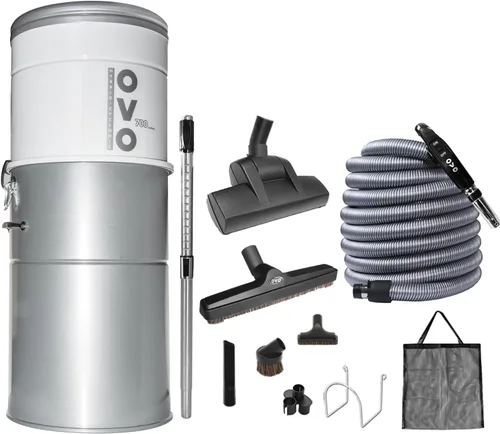 OVO Sistema de Aspiración Central Potente de Servicio Pesado, Filtración Híbrida (con o sin Bolsas Desechables) 35L o 9.25 Galones, 700 Airwatts con