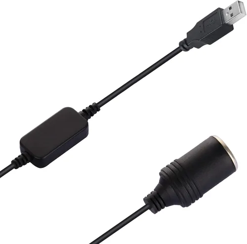 Miniatura 4 de USB A macho a 12 V encendedor de cigarrillos de coche, enchufe hembra convertidor de cable elevador para encendedores, grabadora de conducción