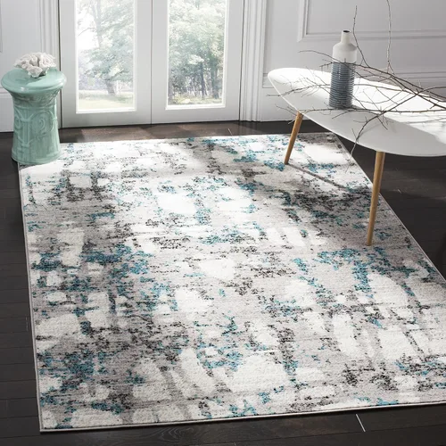Miniatura 9 de SAFAVIEH Skyler Collection SKY193B - Alfombra moderna abstracta que no desprende pelusa, para sala de estar o dormitorio, 2 x 4 pies, gris/azul