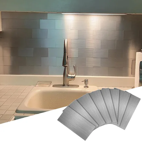 Miniatura 10 de Yipscazo Azulejo de pared compuesto de PVC 3D de 3 x 6 pulgadas para despegar y pegar en azulejos para cocina, baño, lavandería, chimenea