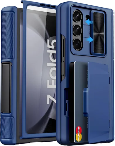 Miniatura 20 de Funda para Samsung Galaxy Z Fold 5 con tarjetero y cubierta para cámara deslizante, protector de pantalla integrado y protección de bisagra, funda