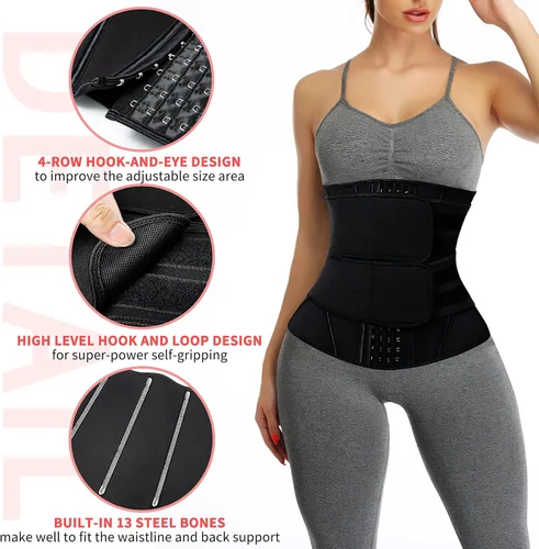 Miniatura 2 de KIWI RATA Entrenador de Cintura de Neopreno para Sauna Corsé Cinturón de Sudor para Mujeres Banda Ceñidora de Compresión para Entrenamiento Fitness