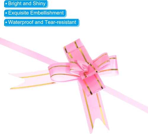 Miniatura 4 de PATIKIL Lazos de regalo, 100 unidades, canastas de regalo, lazos para envolver regalos, hilo dorado, lazos de regalo de Navidad, a granel para Rosa