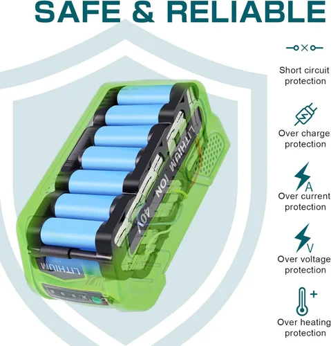Miniatura 6 de Reoben Batería de litio de 6.0Ah de 40 voltios de repuesto para batería GreenWorks de 40 V compatible con GreenWorks G-MAX 40V 29472 29462 2901319