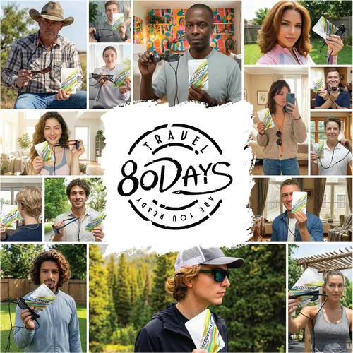 Miniatura 2 de 80Days Correa ajustable para gafas: Retenedor de nylon para gafas y gafas de sol con agarres de silicona, ajuste seguro