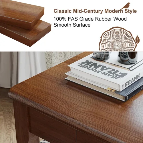 Miniatura 5 de Escritorio de madera maciza con cajones, escritorios estrechos simples de 24 x 16 pulgadas, mesa de estudio de madera de goma, escritorio pequeño
