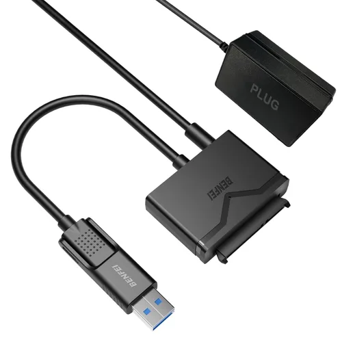 BENFEI Cable SATA a USB 3.0, adaptador de disco duro USB 3.0 a SATA III compatible con disco duro HDD/SSD de 2.5 de 3.5 pulgadas con adaptador de
