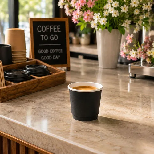 Miniatura 4 de Restaurantware Tazas de café de papel de 4 onzas, 25 tazas de papel desechables de doble pared, a prueba de fugas, reciclables, tazas calientes