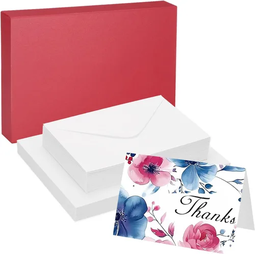 Miniatura 12 de PATIKIL 25 juegos de tarjetas de acuarela de algodón puro de 140 lb/300 GSM, postales con sobres para pintura artística, notas de agradecimiento Rojo