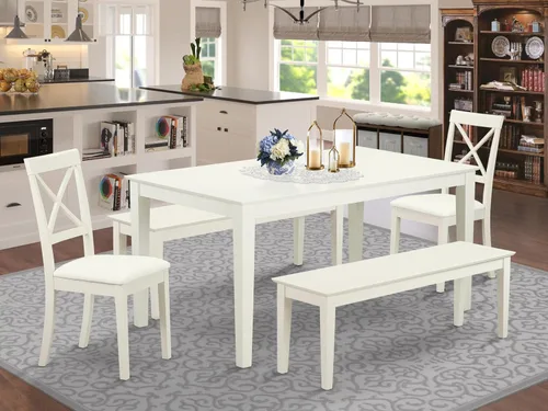 Miniatura 2 de East West Furniture CABO5C-LWH-LC - Juego de mesa de comedor de 5 piezas para 4 personas, incluye una mesa de cocina rectangular y 2 sillas