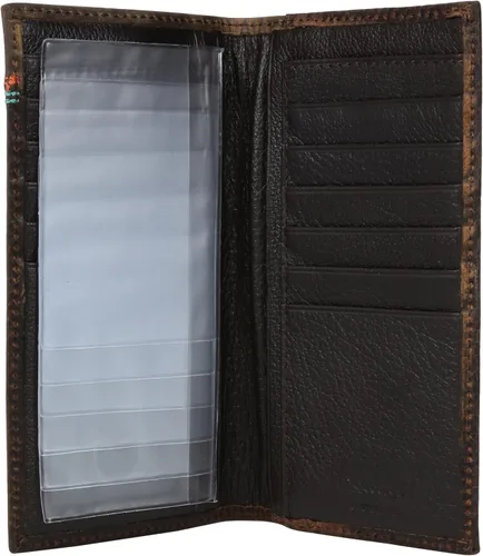 Miniatura 4 de Ariat - Cartera para hombre con incrustaciones de flores color marrón