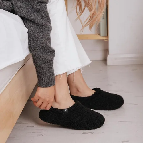 Miniatura 2 de HomeTop Mocasines de espuma viscoelástica de piel rizada y mullida con forro polar