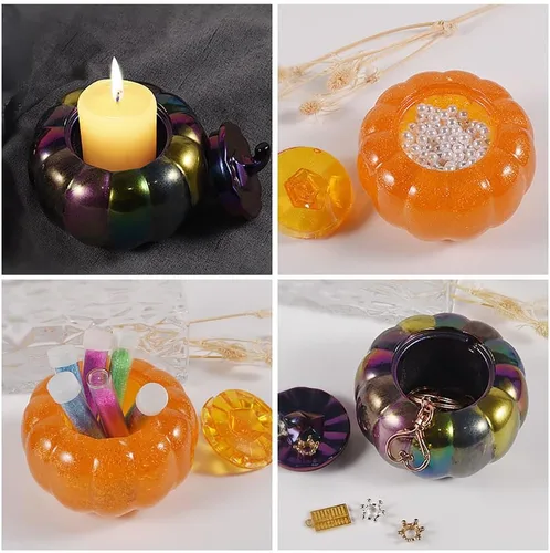 Miniatura 8 de SiliconeMoldsPro - Moldes de silicona para decoración de Halloween, juego de portavelas y caramelos - Caja de moldes de resina epoxi de 3 piezas