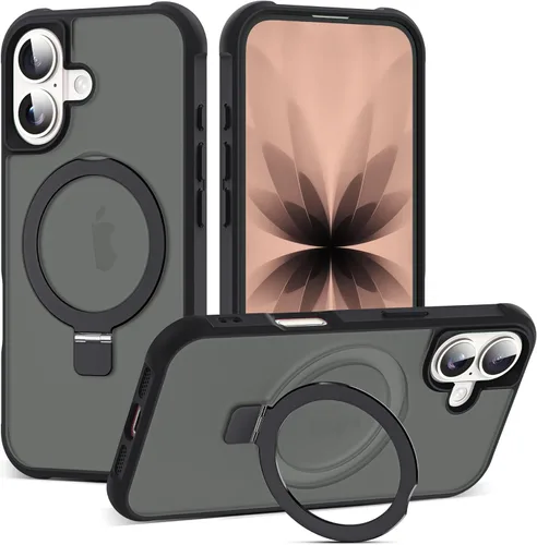 Miniatura 24 de SKYLMW – Funda compatible con iPhone 12 Pro Max y iPhone 13 Pro Max con soporte magnético invisible tipo anillo, fundas translúcidas para teléfonos