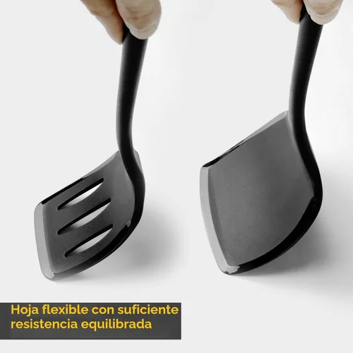 Miniatura 5 de Juego de espátulas de silicona, espátulas de silicona resistentes al calor de 315°C, espátula para voltear para cocinar, utensilios de cocina Negro