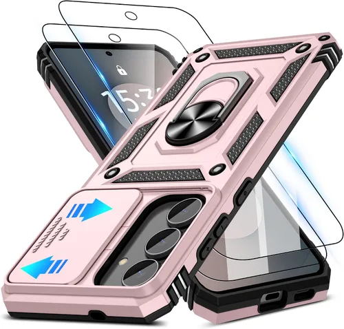 Miniatura 20 de ATUMP Funda para OnePlus Nord N200 5G con protector de pantalla HD con cubierta para cámara deslizante, soporte de anillo de rotación de 360°