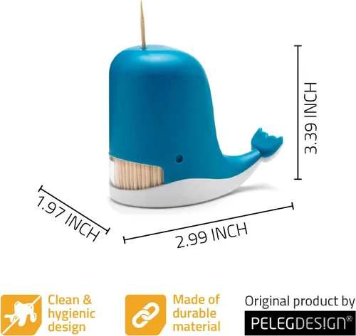 Miniatura 5 de PELEG DESIGN Soporte para palillos de dientes Jonah - Dispensador de palillos de dientes con diseño de ballena lindo - Soporte de palillos