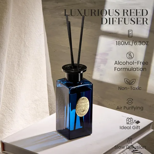 Miniatura 3 de M&SENSE Juego de difusor de varillas grande de 6.3 onzas Difusor de aceite de aroma nocturno de verano con varillas Aceite esencial no tóxico