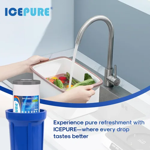Miniatura 8 de ICEPURE 5 Micron 10" x 4.5" Whole House Sediment Activated Carbon and KDF Water Filter Compatible with GE FXHTC, GXWH40L, RFC-BBSA W50PEHD Whirlpool
