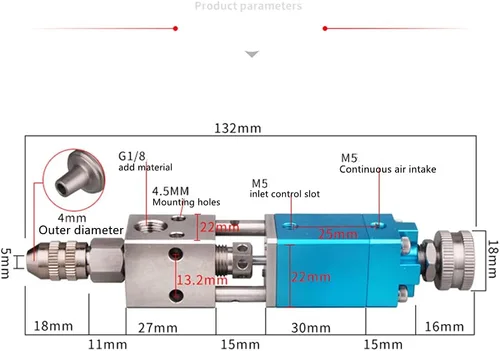 Miniatura 3 de Válvula dispensadora de pegamento de válvula dispensadora de dedal neumática de precisión 0.0 fl oz