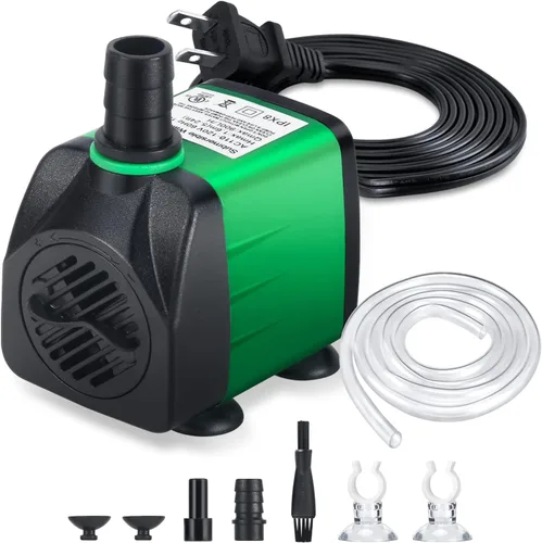 CWKJ Bomba de fuente, bomba de fuente de agua de 220 GPH (15 W 900 L/H), bomba sumergible para fuente al aire libre con tubo de 6.5 pies (ID x 1/3
