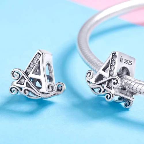 Miniatura 8 de BETTY&SARAH dije de plata esterlina 925 con forma de letra, para pulseras Pandora, letra del alfabeto, joya, regalo para mujer