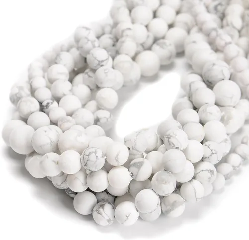 Miniatura 7 de 65 cuentas de jade blanco de 0.236 pulgadas, piedra natural, piedras preciosas redondas auténticas para hacer pulseras de bricolaje, joyas, cuerdas