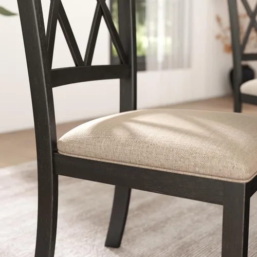 Miniatura 11 de Roundhill Furniture Windvale - Silla de comedor tapizada de tela, juego de 2, color negro