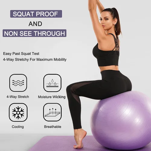 Miniatura 4 de TrainingGirl Leggings de malla para mujer, pantalones de yoga de cintura alta, leggings estampados, mallas deportivas con bolsillos