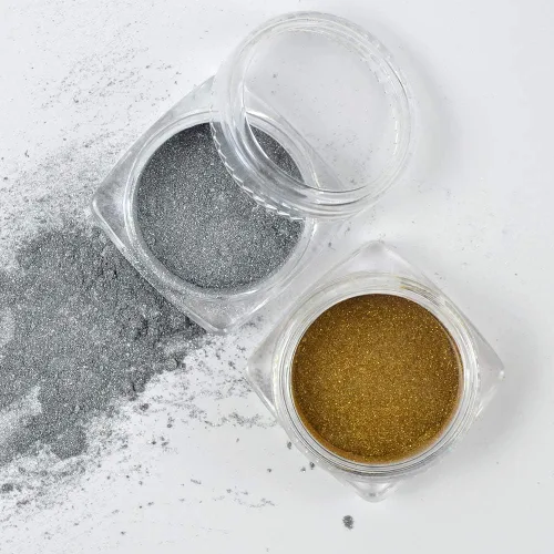 Miniatura 6 de Polvo cromado metálico – 2 tarros de uñas espejo efecto purpurina pigmento polvo oro plata para puntas de manicura con aplicadores de esponja Polvo
