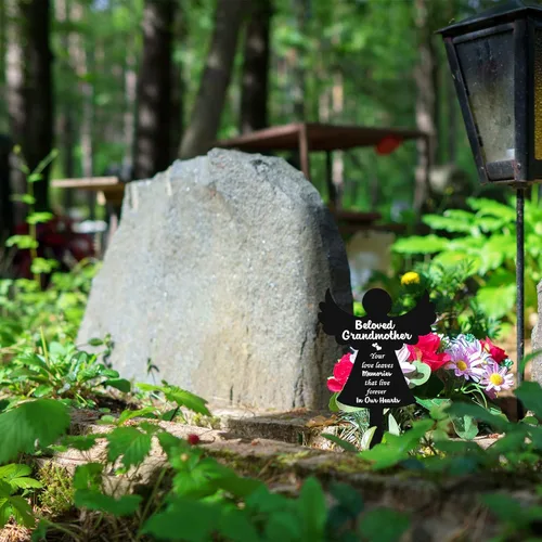 Miniatura 6 de Roowest Estacas conmemorativas para cementerio, placa de estaca, marcadores de ángel, para exteriores, acrílico, condolencias, impermeables