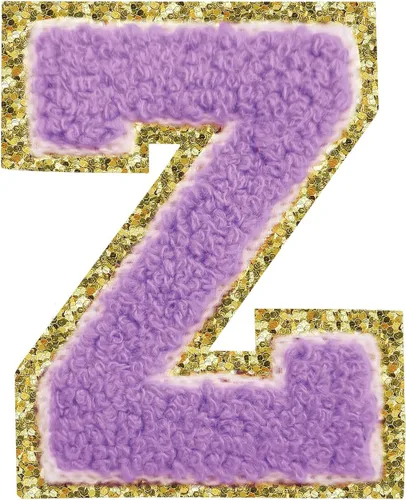 Miniatura 81 de Parches de letras termo-adhesivas de felpilla para chaquetas, parches de letras universitarias con brillantina para planchar en la letra azul A