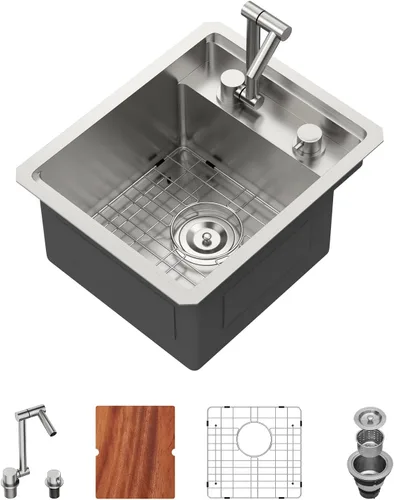 Miniatura 46 de Fregadero de Montaje Bajo de 13 Pulgadas - Beslend 13”x15”x9” Fregadero de Cocina de Acero Inoxidable de Montaje Bajo Calibre 16 Fregadero de Cocina