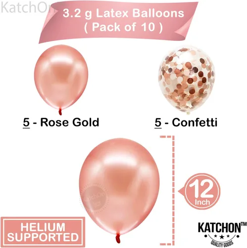 Miniatura 5 de KatchOn, Globos de oro rosa con el número 24, 40 pulgadas, globos de cumpleaños 24 para mujer, globos del número 24 con globos de confeti