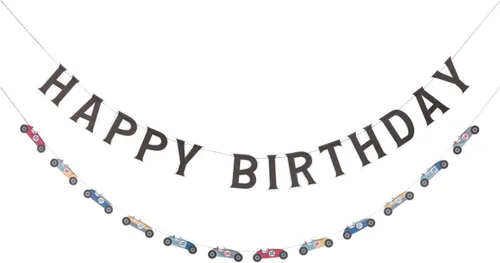 Vintage Racing Cars Birthday Banner Set 2ct