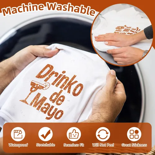 Miniatura 5 de WRAPXPERT Vinilo de transferencia de calor con purpurina naranja, rollo de vinilo holográfico de 10 pulgadas x 5 pies, color naranja quemado, vinilo