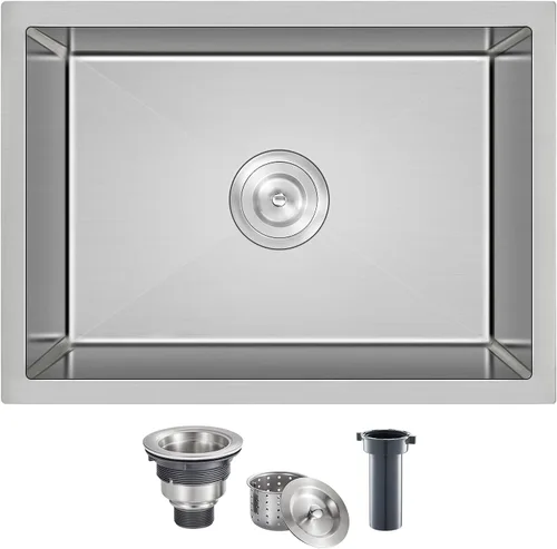 Miniatura 14 de Fregadero de cocina de 20 pulgadas, acero inoxidable SUS304 hecho a mano, fregadero de cocina con colador de fregadero (cepillado), 20 x 16 x 9